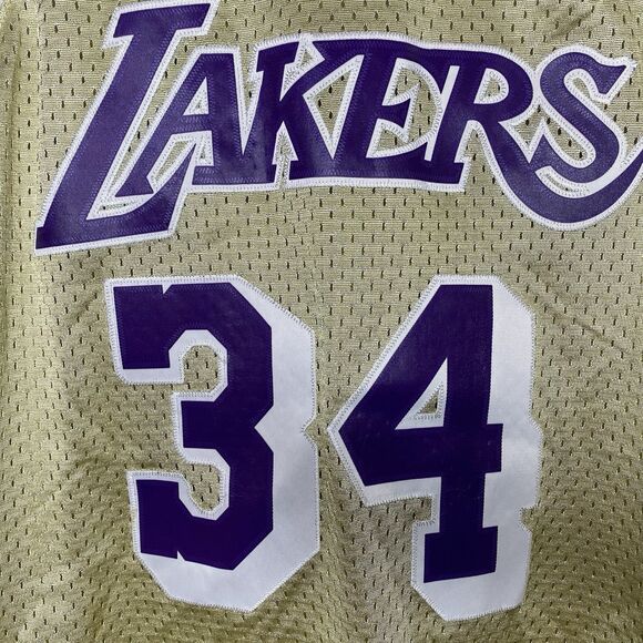 MITCHELL & NESS Shaquille O'Neal #34 Swingman Jersey LA Lakers 96-97 Mens L Gold - Picture 9 of 11